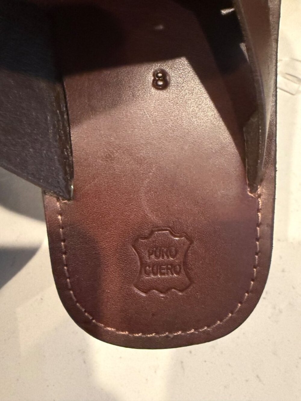 Handmade Brown Leather Sandals With Braided Strap Design For Men Size 8 - Picture 4 of 7